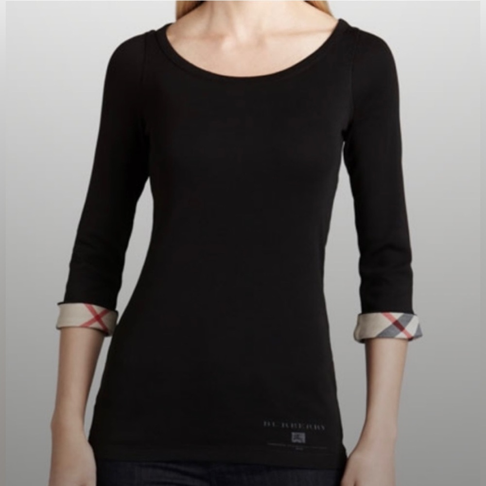 Women Red Burberry Brit long sleeve size small shirt